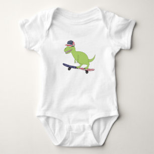 Body Para Bebê Bandeira Americana Dinosaur Skateboard