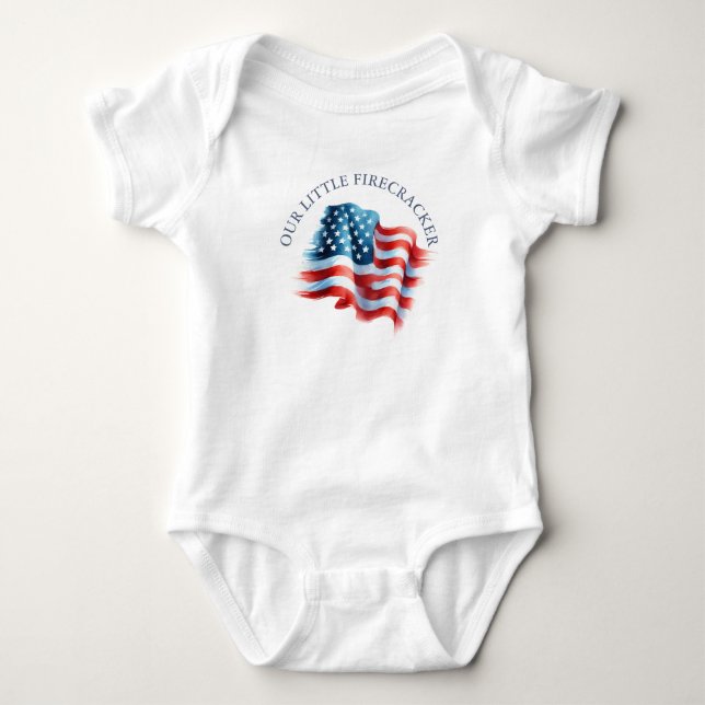 Body Para Bebê Bandeira Americana do recém-nascido em 7 de julho (Frente)