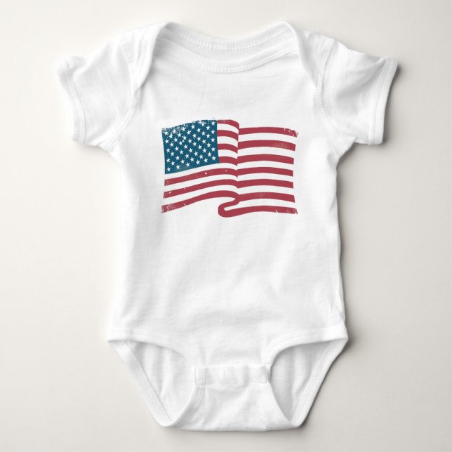 Body Para Bebê Bandeira americana Vintag (Frente)