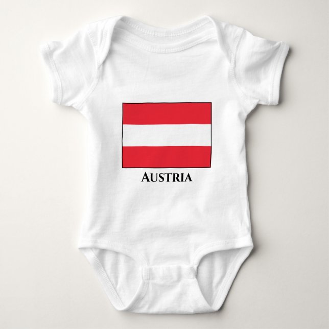 Body Para Bebê Bandeira Áustria (Áustria) (Frente)