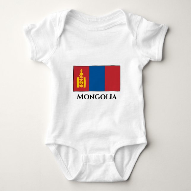 Body Para Bebê Bandeira da Mongólia (Frente)