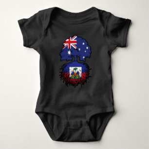 Body Para Bebê Bandeira das Raízes da Árvore Australiana do Haiti