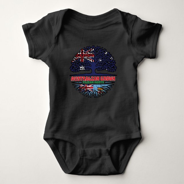 Body Para Bebê Bandeira das Raízes da Árvore Australiana Fiji Fij (Frente)