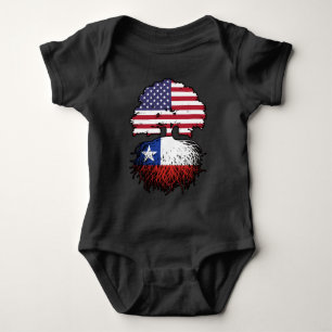 Body Para Bebê Bandeira das Raízes da Árvore Chilena Americana
