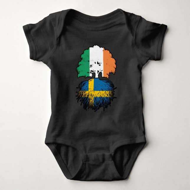 Body Para Bebê Bandeira das Raízes da Árvore da Irlanda da Irland (Frente)
