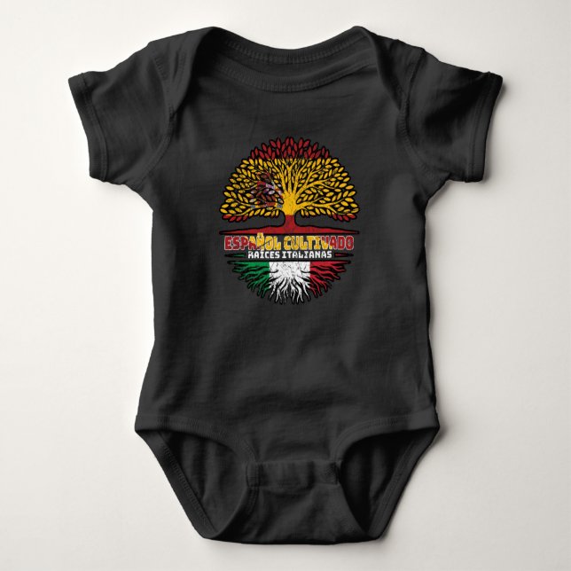 Body Para Bebê Bandeira das Raízes da Árvore espanhola Espanha it (Frente)