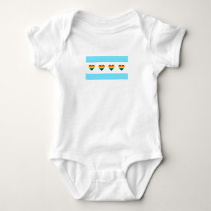Body Para Bebê Bandeira de Chicago Rainbow Hearts