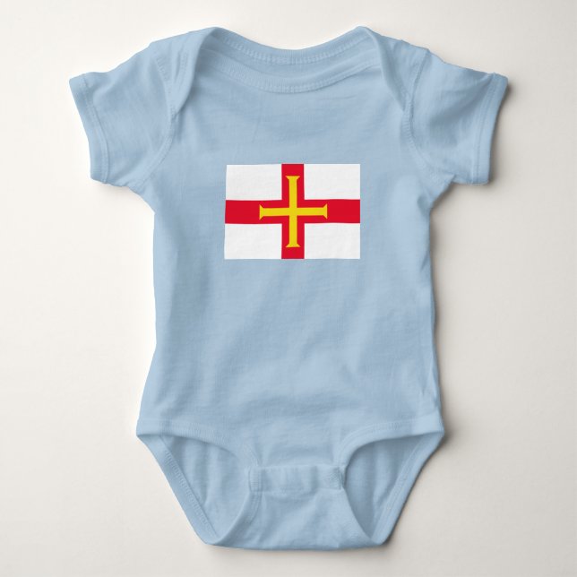Body Para Bebê Bandeira de Guernsey (Frente)