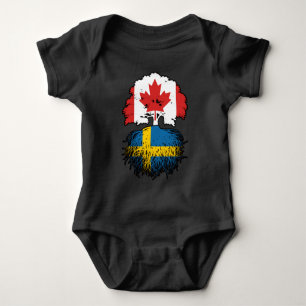 Body Para Bebê Bandeira de Raízes da Árvore do Canadá suecia