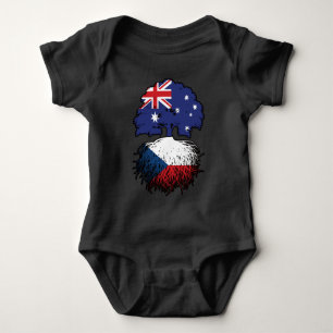 Body Para Bebê Bandeira de Raízes da Árvore na Austrália Checa