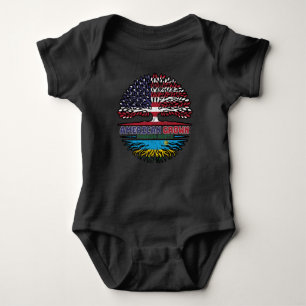 Body Para Bebê Bandeira de Raízes de Árvore Americana do Ruanda R