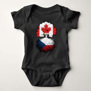 Body Para Bebê Bandeira de Raízes de Árvore do Canadá Checo