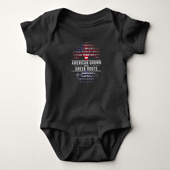 Body Para Bebê Bandeira de Raízes Gregas Crescentes Americanas (Frente)