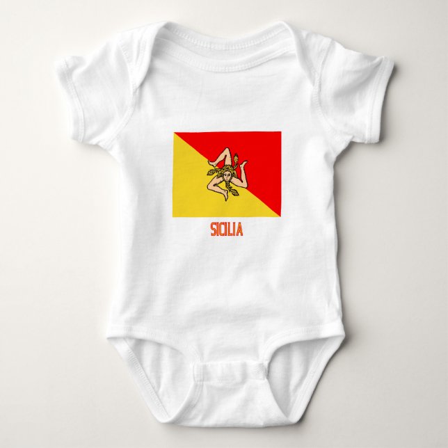 Body Para Bebê Bandeira de Sicilia com nome (Frente)