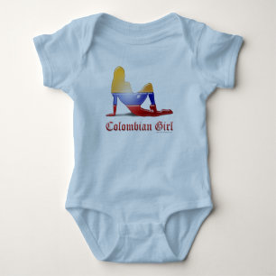 Body Para Bebê Bandeira de Silhouette da Garota Colombiana