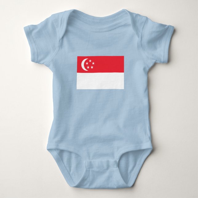 Body Para Bebê Bandeira de Singapura (Frente)