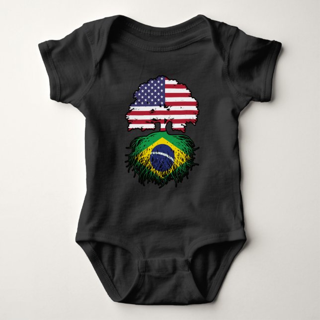 Body Para Bebê Bandeira do Brasil: Árvore Americana (Frente)
