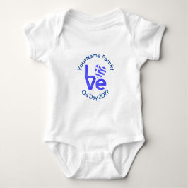 Body Para Bebê Bandeira do Coração da Grécia Azul PERSONALIZADA