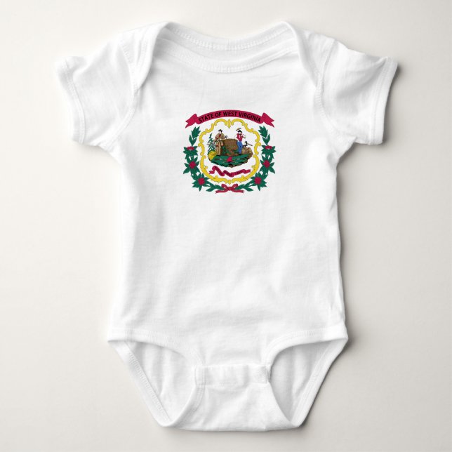Body Para Bebê Bandeira do Estado da Virgínia Ocidental (Frente)