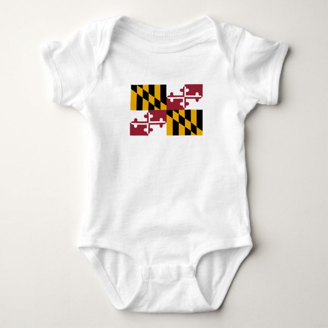 Body Para Bebê Bandeira do estado de Maryland (Frente)