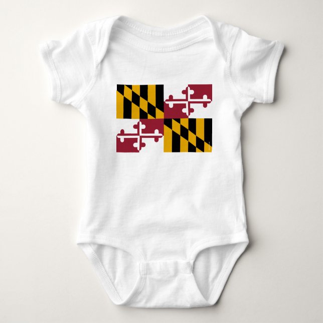 Body Para Bebê Bandeira do estado de Maryland (Frente)