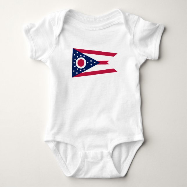 Body Para Bebê Bandeira do Estado de Ohio (Frente)