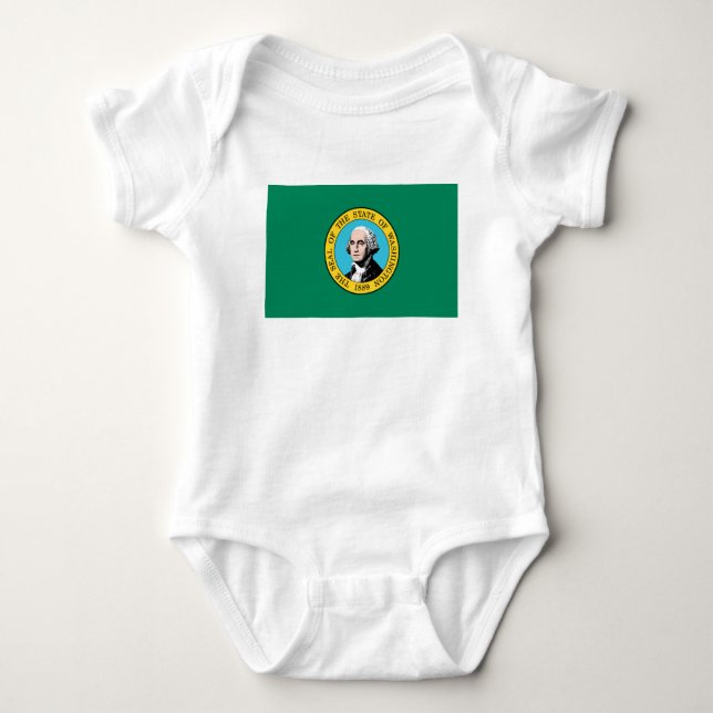 Body Para Bebê Bandeira do Estado de Washington (Frente)