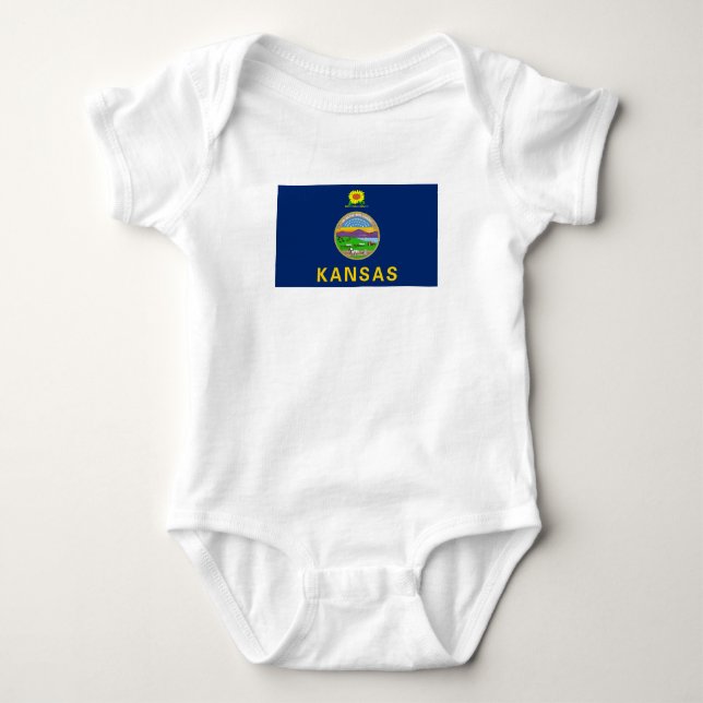 Body Para Bebê Bandeira do Estado do Kansas (Frente)
