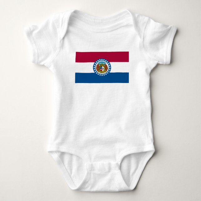 Body Para Bebê Bandeira do estado do Missouri (Frente)