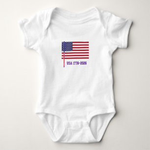 Body Para Bebê Bandeira dos EUA 1776-2026 Aniversário