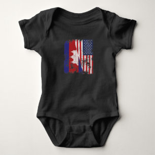 Body Para Bebê Bandeira dos EUA do Camboja - Half American
