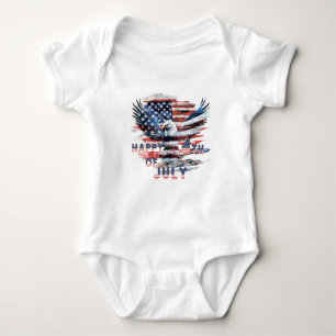 Body Para Bebê Bandeira e águia dos Estados Unidos. Independência