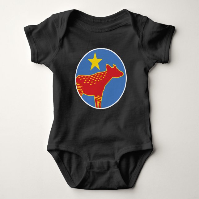 Body Para Bebê Bandeira Nacional Congolesa do Congo Okapi (Frente)
