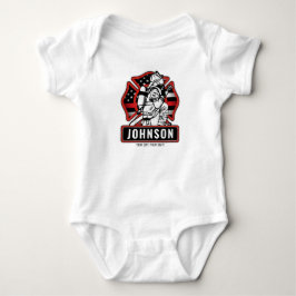 Body Para Bebê Bandeira Patriótica do Bombeiro Personalizado