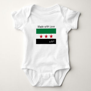 Body Para Bebê Bandeira síria: "Made with Love" na Síria
