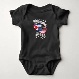 Body Para Bebê Bandeiras do Coração Cubano Americano Cuba América