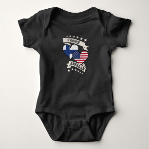 Body Para Bebê Bandeiras do Coração Finlandês Americano Finlândia