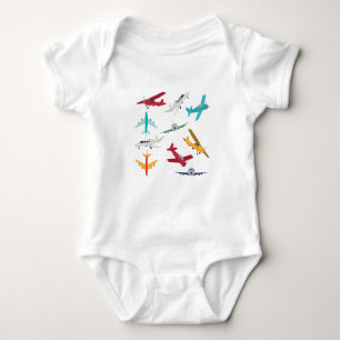 Body Para Bebê Banheira Colorida de Aviões