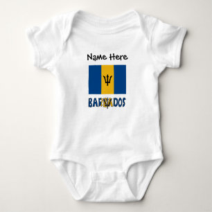 Body Para Bebê Barbados e Bandeira de Barbadiano com seu nome