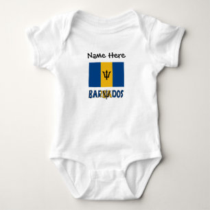Body Para Bebê Barbados e Bandeira de Barbados com o Seu Nome