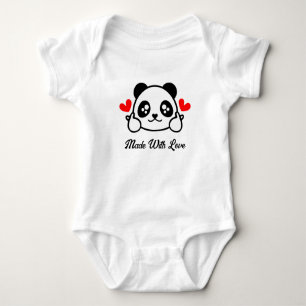 Body Para Bebê Barramento de Panda Bonito "Feita Com Amor"