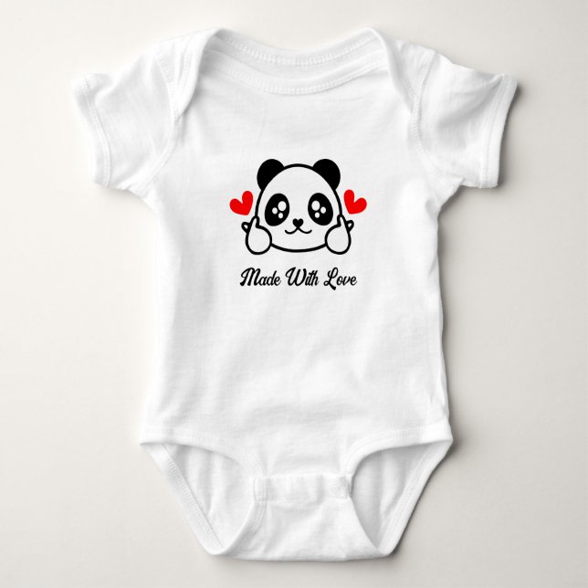 Body Para Bebê Barramento de Panda Bonito "Feita Com Amor" (Frente)