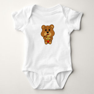 Body Para Bebê Barramento de Urso Bonito Comendo