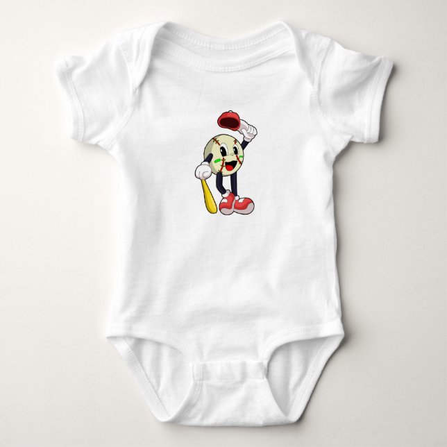 Body Para Bebê Baseball com bastão de beisebol (Frente)