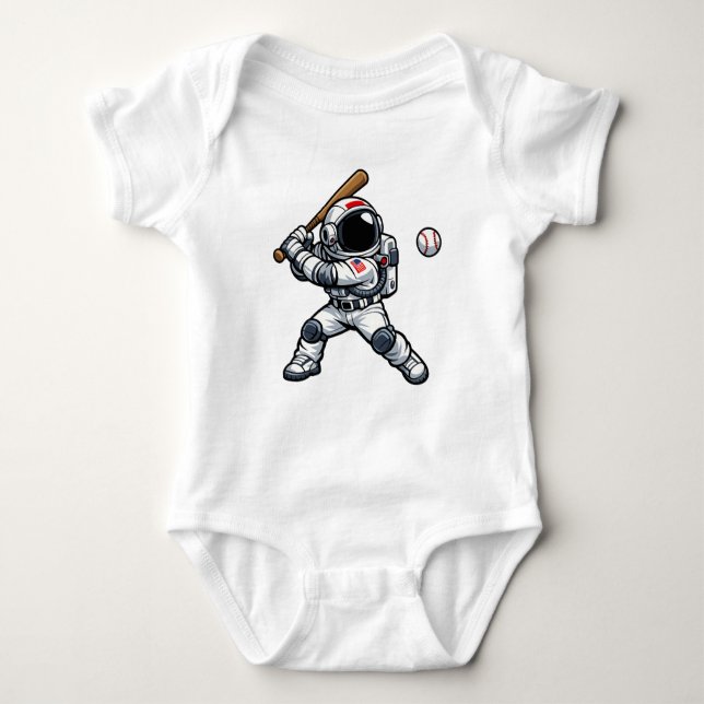 Body Para Bebê Basebol Astronauta (Frente)