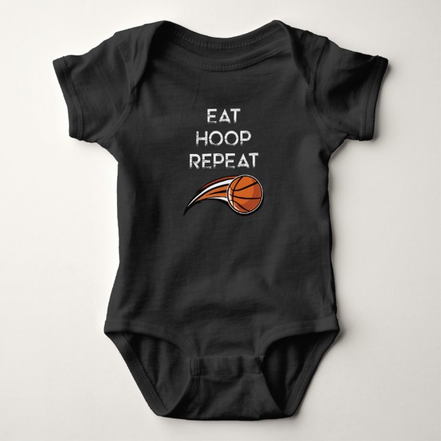 Body Para Bebê Basquete - Coma. Hoop. Repetir (Frente)