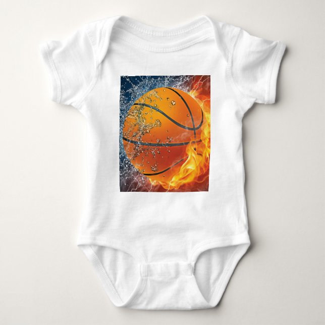 Body Para Bebê Basquete flamejante (Frente)