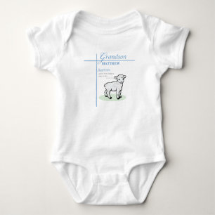Body Para Bebê Batismo do Neto Azul Menino Cordeiro Personalizado