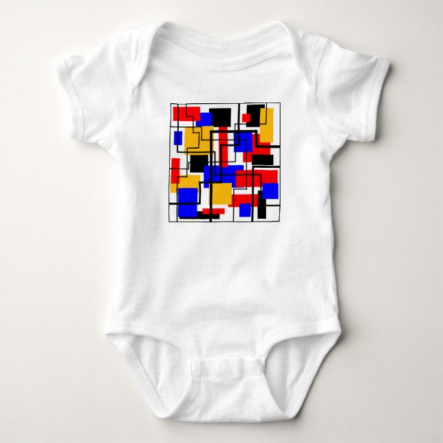Body Para Bebê Bauhaus Rectangles and Lines - White (Frente)