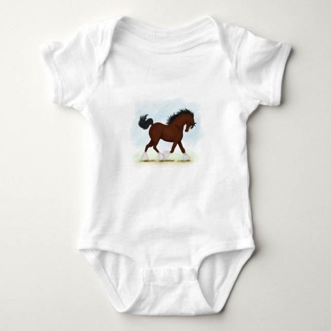 Body Para Bebê Bay Clydesdale Horse (Frente)